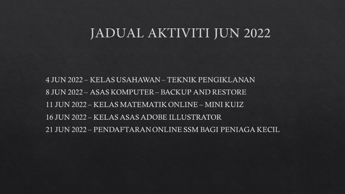 JADUAL AKTIVITI JUN 2022